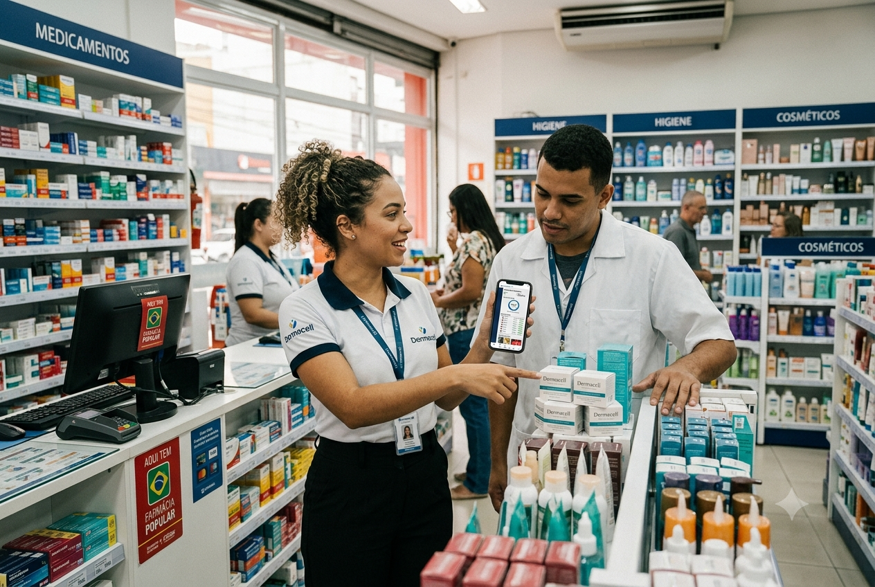 Promotora mostra campanha de incentivo no app para farmacista no PDV — Incentive.me
