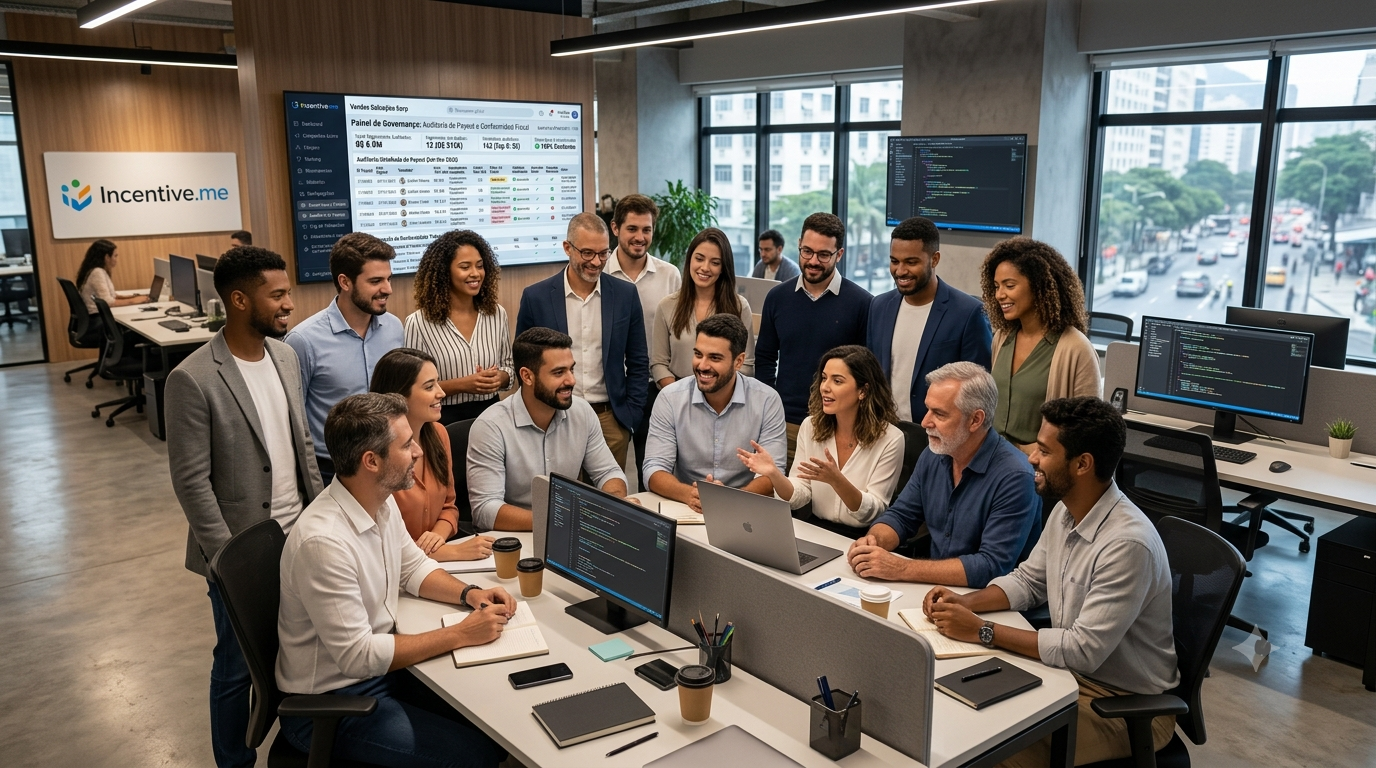 Time Incentive.me — equipe reunida no escritório